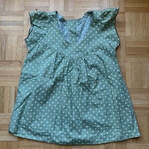 Jongler Gallery | women's xsmall Green Polka Dot babydoll blouse with buttons